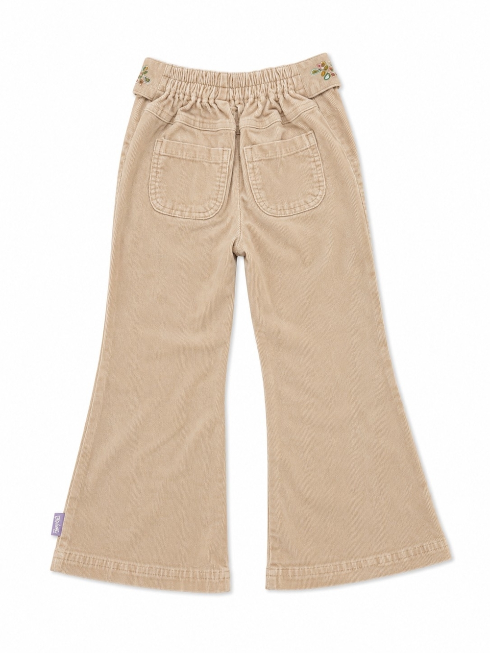 Barbie Girls Beige Corduroy Flare Pants Size 5 Embroidered Floral Y2K - Picture 3 of 7